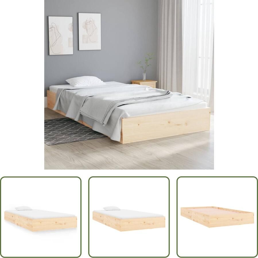 The Living Store Bedframe massief hout 100x200 cm Bedframe Bedframes Bed Bedbodem Ledikant Bed Frame Massief Houten Bedframe Slaapmeubel Eenpersoonsbed Bedden Bedbodems