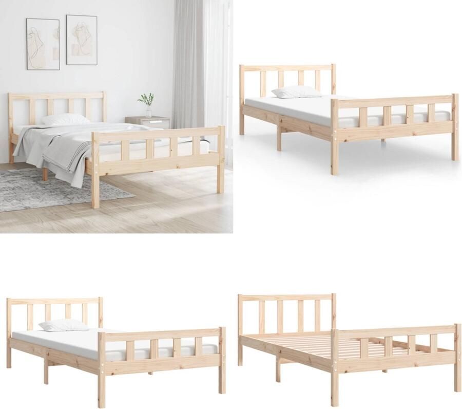 VidaXL Bedframe massief hout 100x200 cm Bedframe Bedframes Eenpersoonsbed Bed