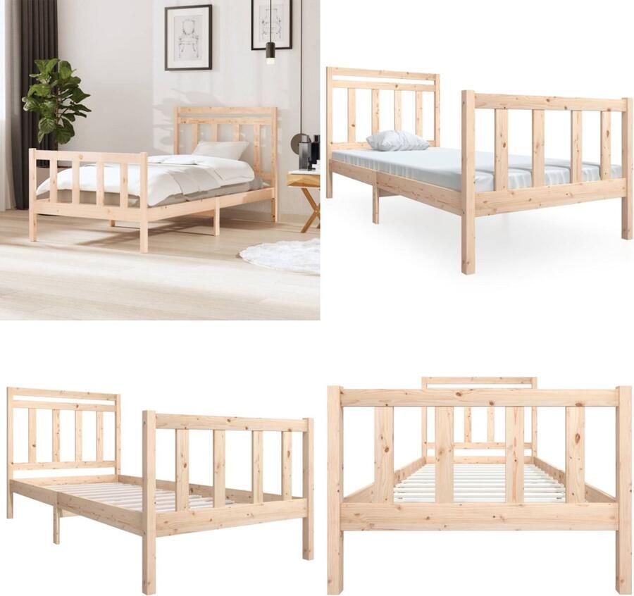 VidaXL Bedframe massief hout 100x200 cm Bedframe Bedframes Eenpersoonsbed Bed