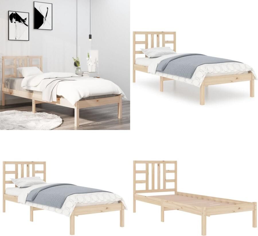 VidaXL Bedframe massief hout 100x200 cm Bedframe Bedframes Eenpersoonsbed Bed