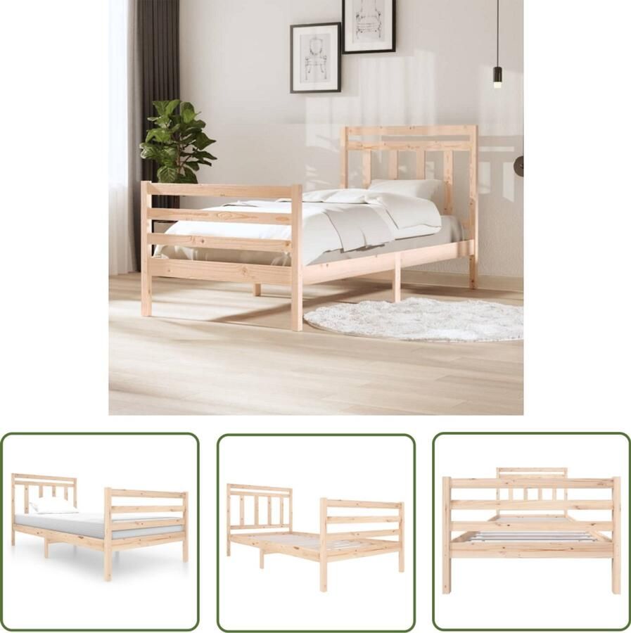 VidaXL Bedframe massief hout 100x200 cm Grenenhout Bedframe Grenenhouten Bed Massief Hout Bed Slaapkamer Meubels Boxspring Bed Modern Bed Tijdloos Bed Groot Formaat Bed