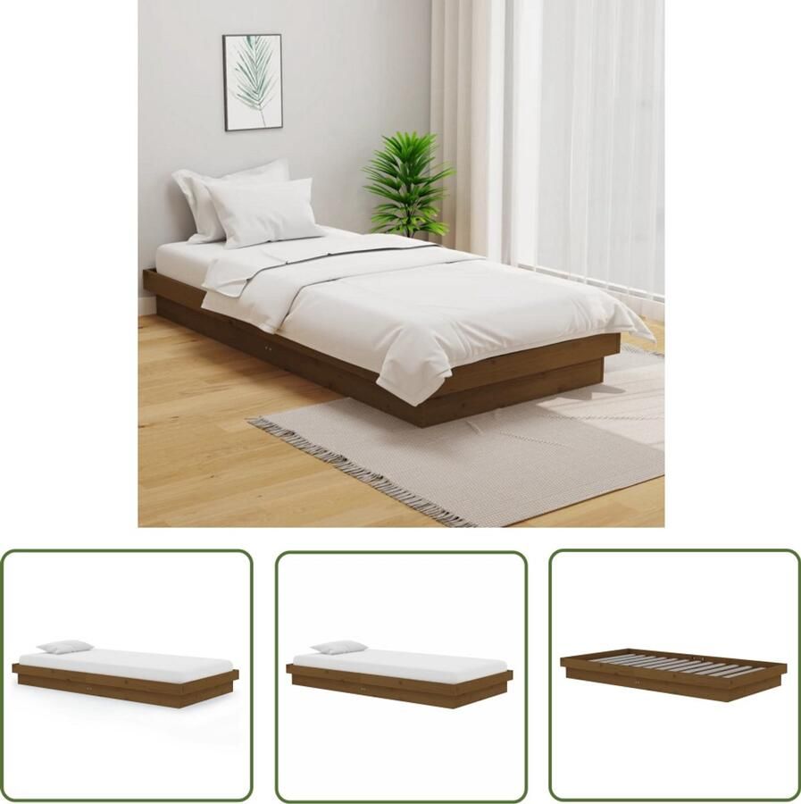 VidaXL Bedframe Massief Hout 100x200 cm Honingbruin Houten Bed Frame Massief Grenenhout Bed Honigbruin Bed Tweepersoons Bed King Size Bed Boxspring Bed Stapelbare Bedden