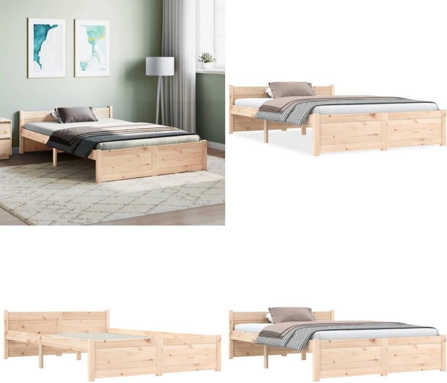 VidaXL Bedframe massief hout 120x190 cm Bedframe Bedframes Bed Bedbodem - Foto 3