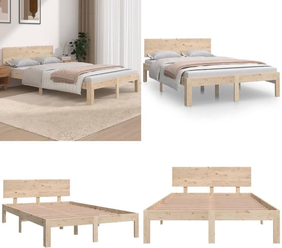 VidaXL Bedframe massief hout 120x190 cm Bedframe Bedframes Bed Bedbodem
