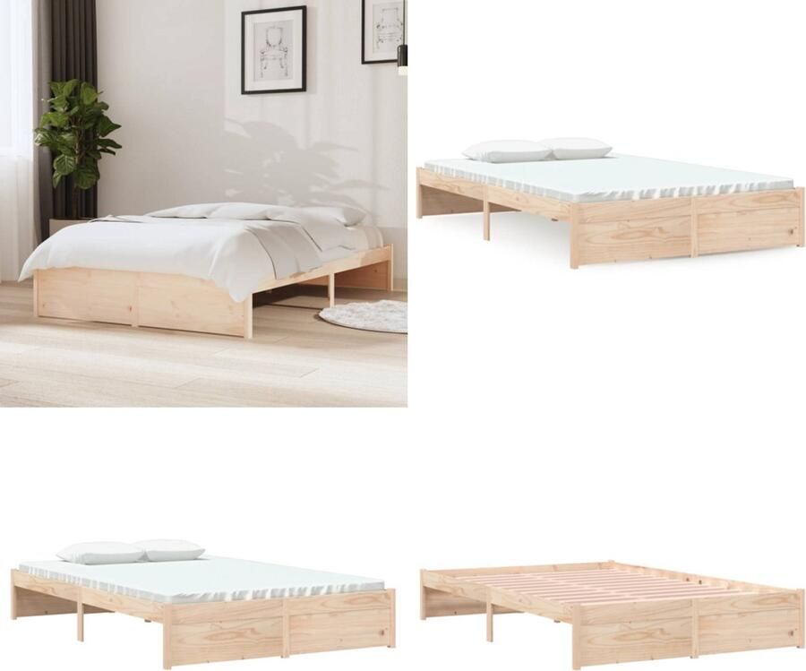 VidaXL Bedframe massief hout 120x190 cm Bedframe Bedframes Bed Bedbodem