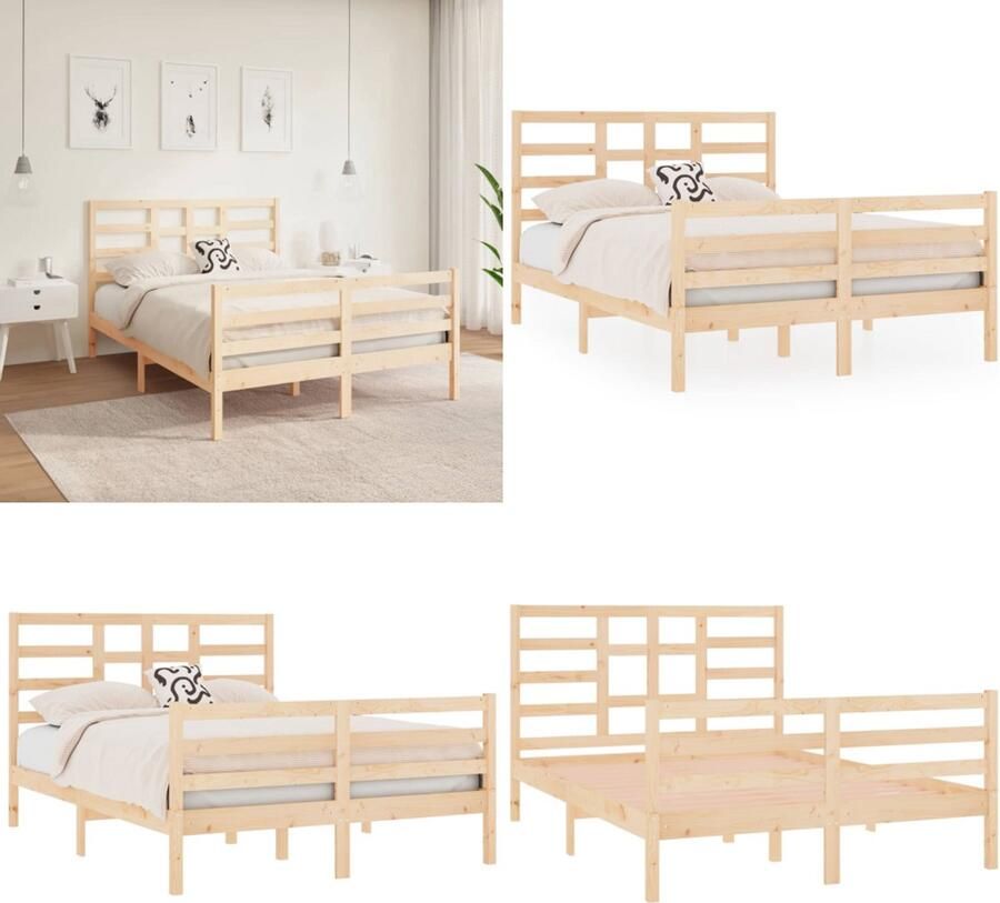 VidaXL Bedframe massief hout 120x190 cm Bedframe Bedframes Bed Bedbodem - Foto 5