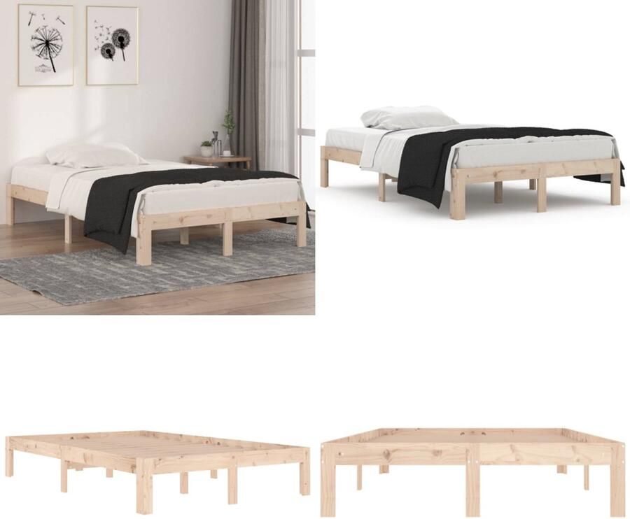 VidaXL Bedframe massief hout 120x190 cm Bedframe Bedframes Bed Bedbodem