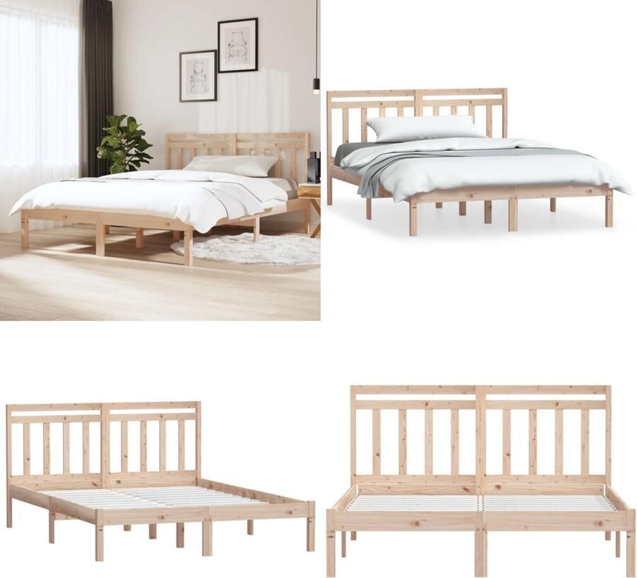 VidaXL Bedframe massief grenenhout 120x190 cm 4FT small double Bedframe Bedframes Tweepersoonsbed Bed