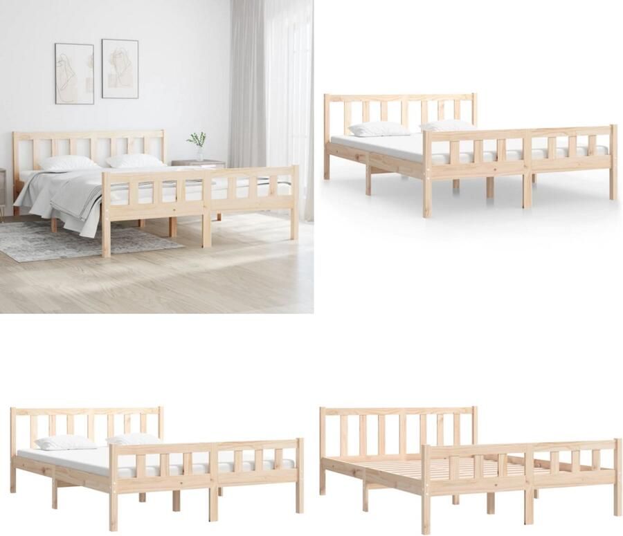 VidaXL Bedframe massief hout 120x190 cm 4FT Small Double Bedframe Bedframes Tweepersoonsbed Bed - Foto 10