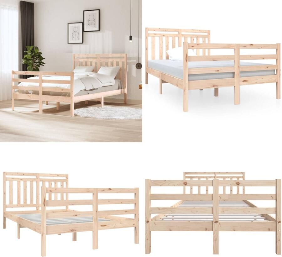 VidaXL Bedframe massief hout 120x190 cm 4FT Small Double Bedframe Bedframes Tweepersoonsbed Bed - Foto 2