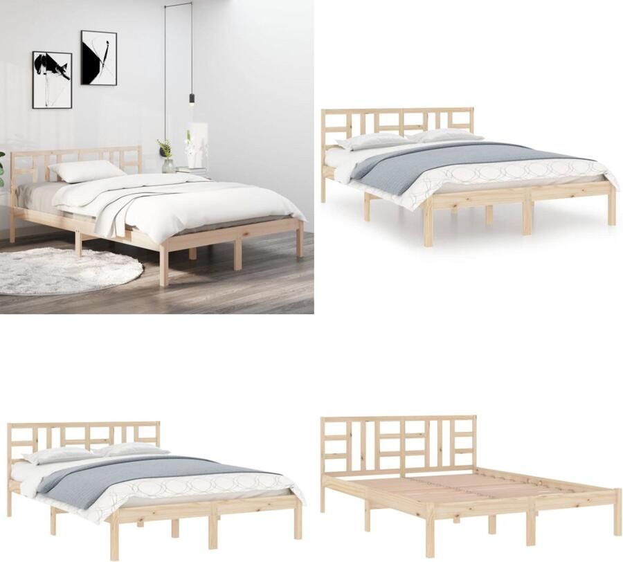 VidaXL Bedframe massief hout 120x190 cm 4FT Small Double Bedframe Bedframes Tweepersoonsbed Bed - Foto 5