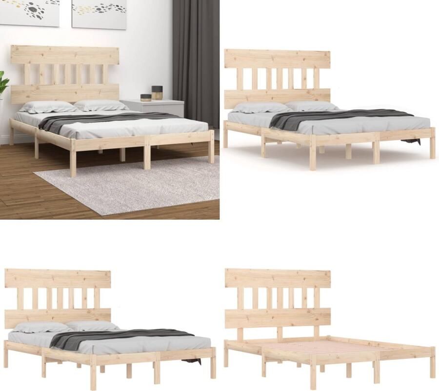 VidaXL Bedframe massief hout 120x190 cm 4FT Small Double Bedframe Bedframes Tweepersoonsbed Bed - Foto 7