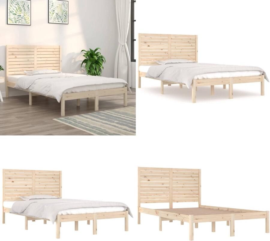 VidaXL Bedframe massief hout 120x190 cm Bedframe Bedframes Tweepersoonsbed Bed