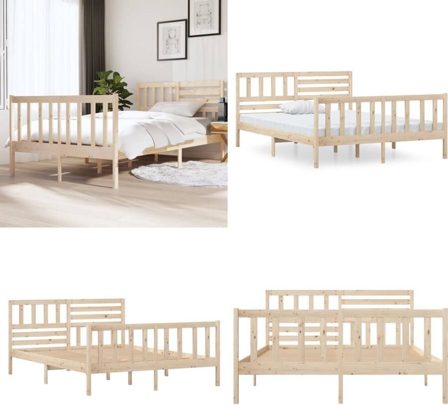 VidaXL Bedframe massief hout 120x190 cm 4FT Small Double Bedframe Bedframes Tweepersoonsbed Bed - Foto 4