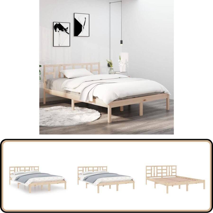 VidaXL Bedframe massief hout 120x190 cm Grenen Bed Frame Houten Bed Grenenhouten Bed Tweepersoonsbed Klein Dubbel Bed Slaapcomfort