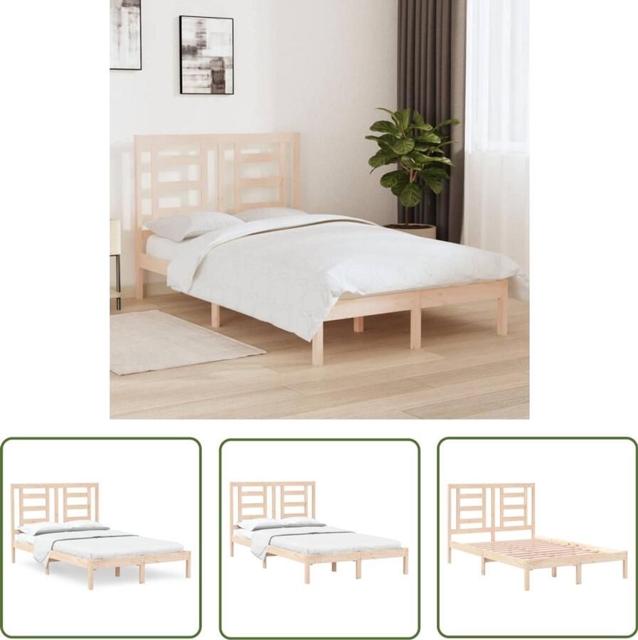 VidaXL Bedframe massief hout 120x190 cm Grenenhout Houten Bedframe Massief Grenenhout Bedframe Bruin Tweepersoons Bed Bedframe 120x190 Modern Bedframe Design Bedframe