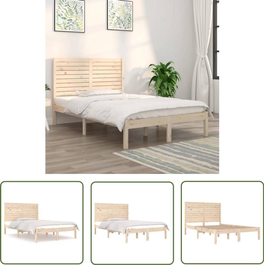 VidaXL Bedframe Massief Hout 120x190 cm Houten Bedframe Massief Grenenhout Tweepersoonsbed Bedframe Kopen Bedbodems