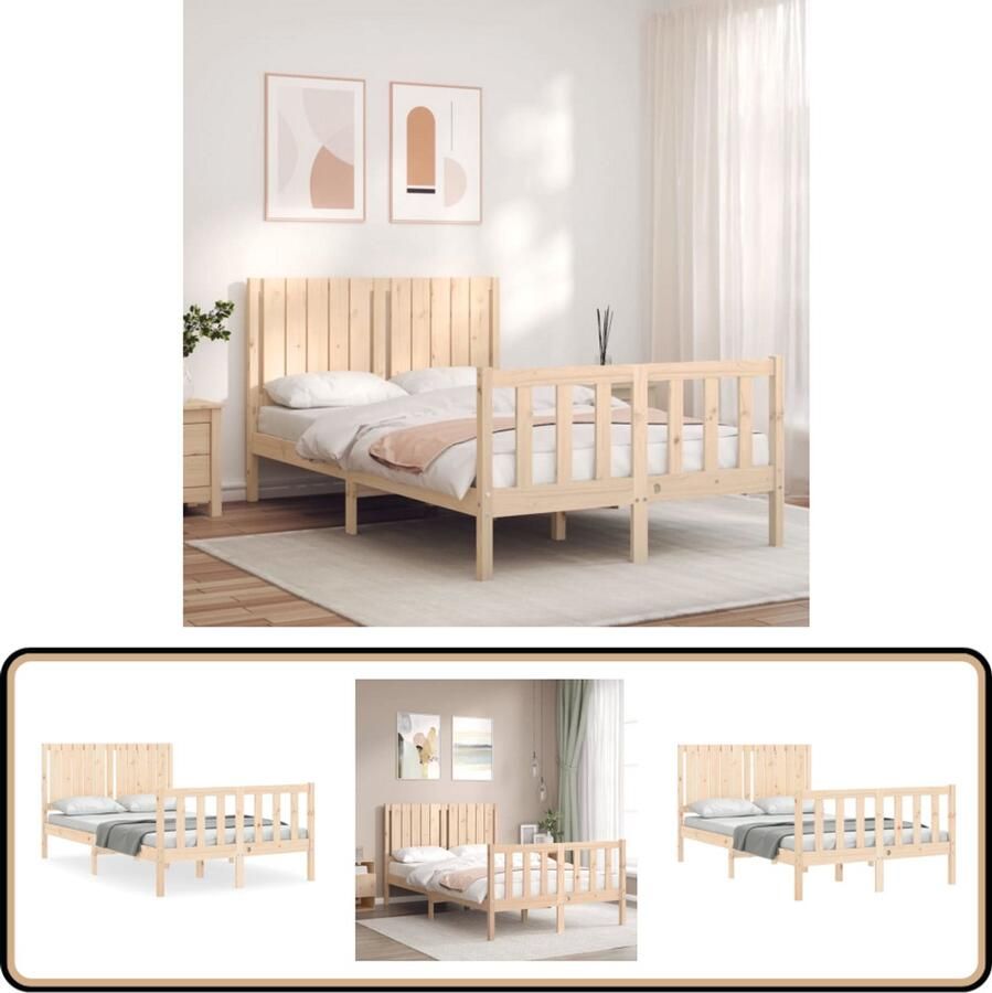 VidaXL Bedframe Massief Hout 120x190 cm Massief Grenenhouten Bed Frame Tweepersoons Bed Bruine Bed Hout Bed Slaapkamer Meubels