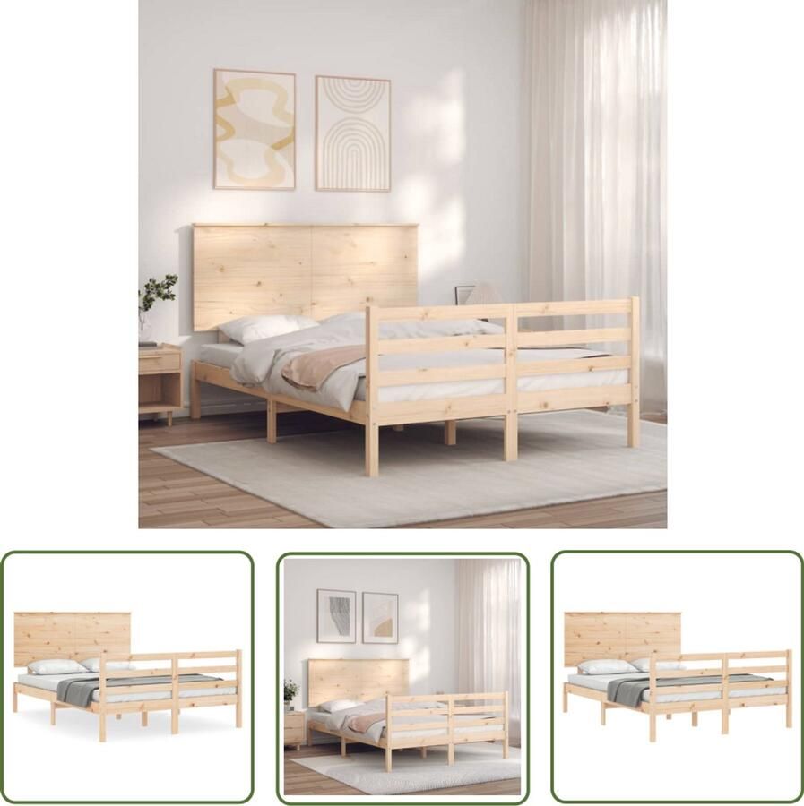 VidaXL Bedframe massief hout 120x190 cm Massief Grenenhouten Bed Houten Bedframe Bed Met Hoofdbord Tweepersoonsbed Slaapcomfort Bedroom Furniture Design Bed Rustic Style - Foto 2