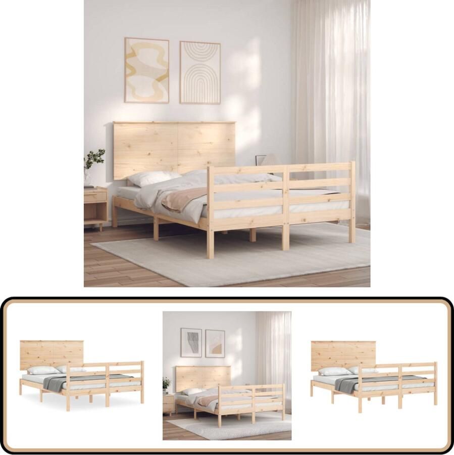 VidaXL Bedframe massief hout 120x190 cm Massief Grenenhouten Bed Houten Bedframe Bed Met Hoofdbord Tweepersoonsbed Slaapcomfort Bedroom Furniture Design Bed Rustic Style