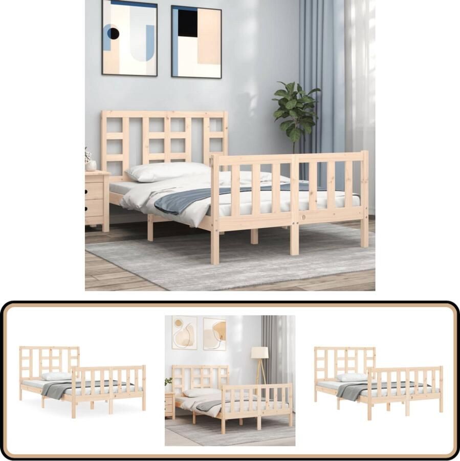 VidaXL Bedframe Massief Hout 120x190 cm Massief Houten Bed Frame Tweepersoons Bed Grenenhout Bed Houten Bed Frame Bruin
