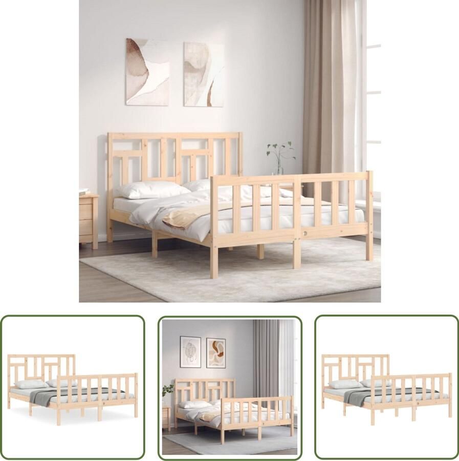 VidaXL Bedframe Massief Hout 120x190 cm Massief Houten Bed Grenenhouten Bed Slaapcomfort Tweepersoonsbed Boxspring Bed Bedframe Bedroom Furniture
