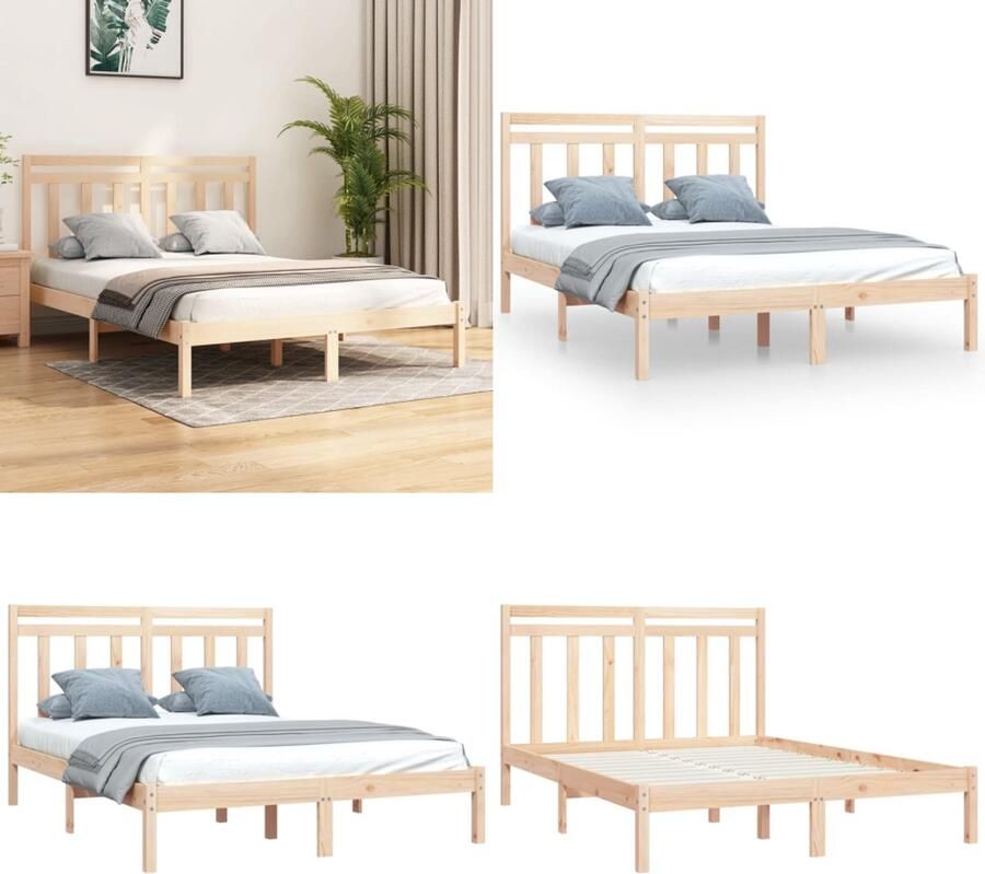 VidaXL Bedframe massief hout 120x200 cm Bedframe Bedframes Tweepersoonsbed Bed