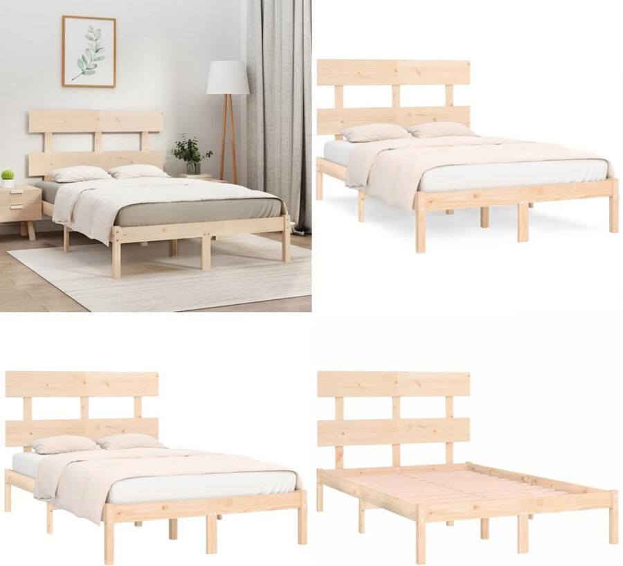 VidaXL Bedframe massief hout 120x200 cm Bedframe Bedframes Tweepersoonsbed Bed