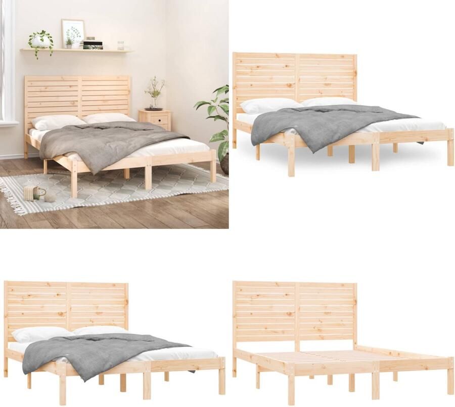 VidaXL Bedframe massief hout 120x200 cm Bedframe Bedframes Tweepersoonsbed Bed