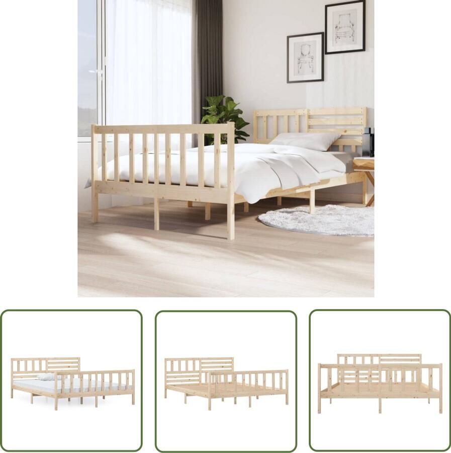 VidaXL Bedframe massief hout 120x200 cm Grenen Bedframe Massief Hout Bed Grenenhout Bed Tweepersoonsbed Bed Slaapkamers Meubels