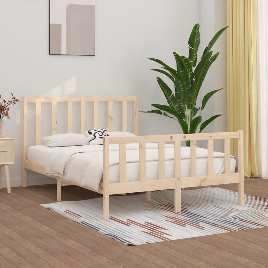 VidaXL Bedframe Massief Hout 120x200 cm Grenen Houten Bedframe Tweepersoonsbed Bedbodems Grenenhout Bruine Bedden Hoofdborden - Foto 2