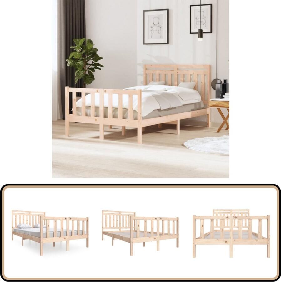 VidaXL Bedframe Massief Hout 120x200 cm Grenenhout Bedframe Massief Hout Bed Grenenhout Bed Tweepersoonsbed Bed Kopen Slaapkamers Meubels