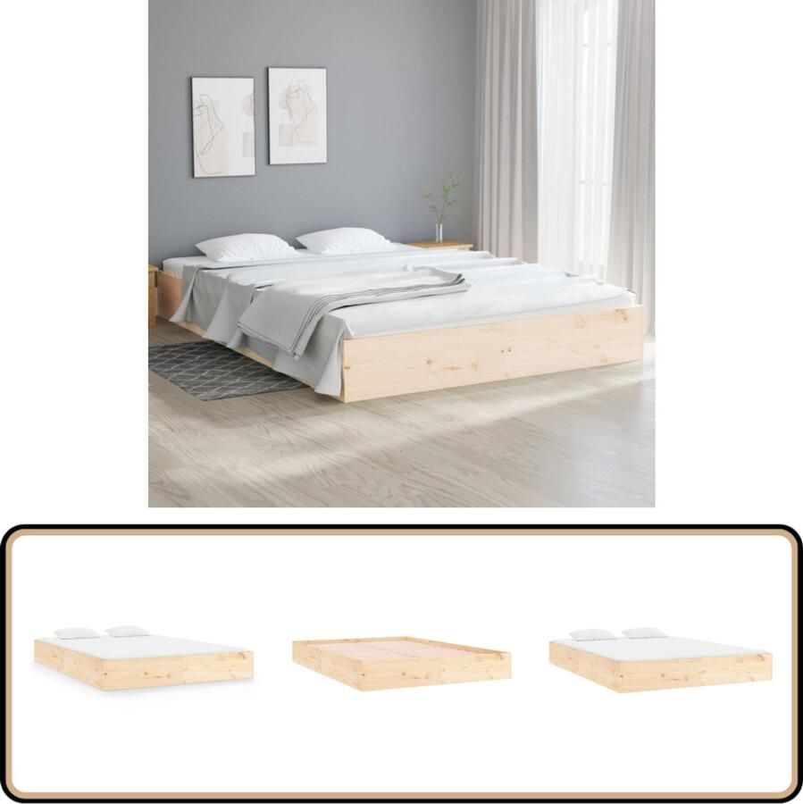 VidaXL Bedframe Massief Hout 120x200 cm Houten Bedframe Modern Bedframe Slaapkamer Meubels Bed Frame Tweepersoons Bed