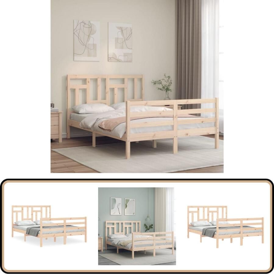 VidaXL Bedframe Massief Hout 120x200 cm Massief Hout Bed Frame Grenenhouten Bed Tweepersoons Bed Boxspring Bed Slaapkamer Meubels