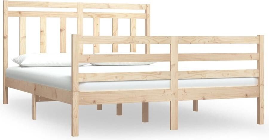 VidaXL Bedframe Grenenhout Massief 195.5 x 145.5 x 31 cm Geschikt voor 140 x 190 cm matras Onbehandeld Bed - Foto 11