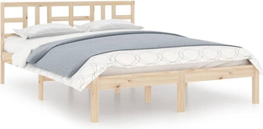 VidaXL Bedframe Grenenhout Massief 195.5 x 145.5 x 31 cm Geschikt voor 140 x 190 cm matras Onbehandeld Bed - Foto 12