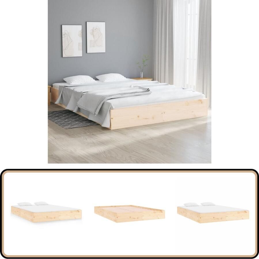VidaXL Bedframe Massief Hout 150x200 cm Houten Bedframe Modern Bedframe Tweepersoons Bed Grenenhout Bed King Size Bed Frame