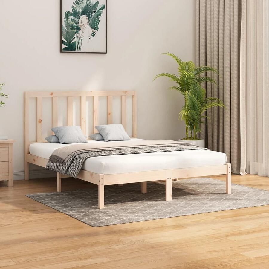 VidaXL Bedframe Massief Hout 160x200 cm Houten Bedframe Tweepersoons Bed Massief Grenenhout Rustic Bed Voor Volwassenen Comfortabel Bed Stijlvol Bed Slaapkamers - Foto 2