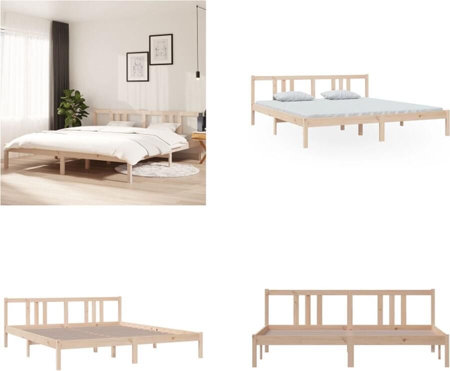 VidaXL Bedframe massief hout 180x200 cm 6FT Super King Bedframe Bedframes Bed Bedbodem