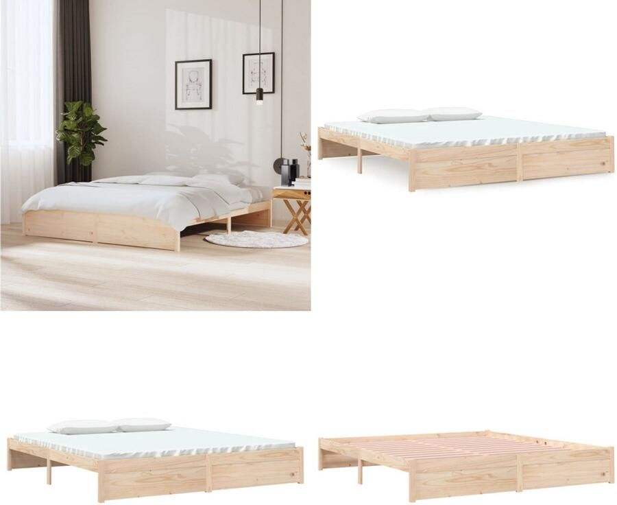 VidaXL Bedframe massief hout 180x200 cm Bedframe Bedframes Bed Bedbodem - Foto 6