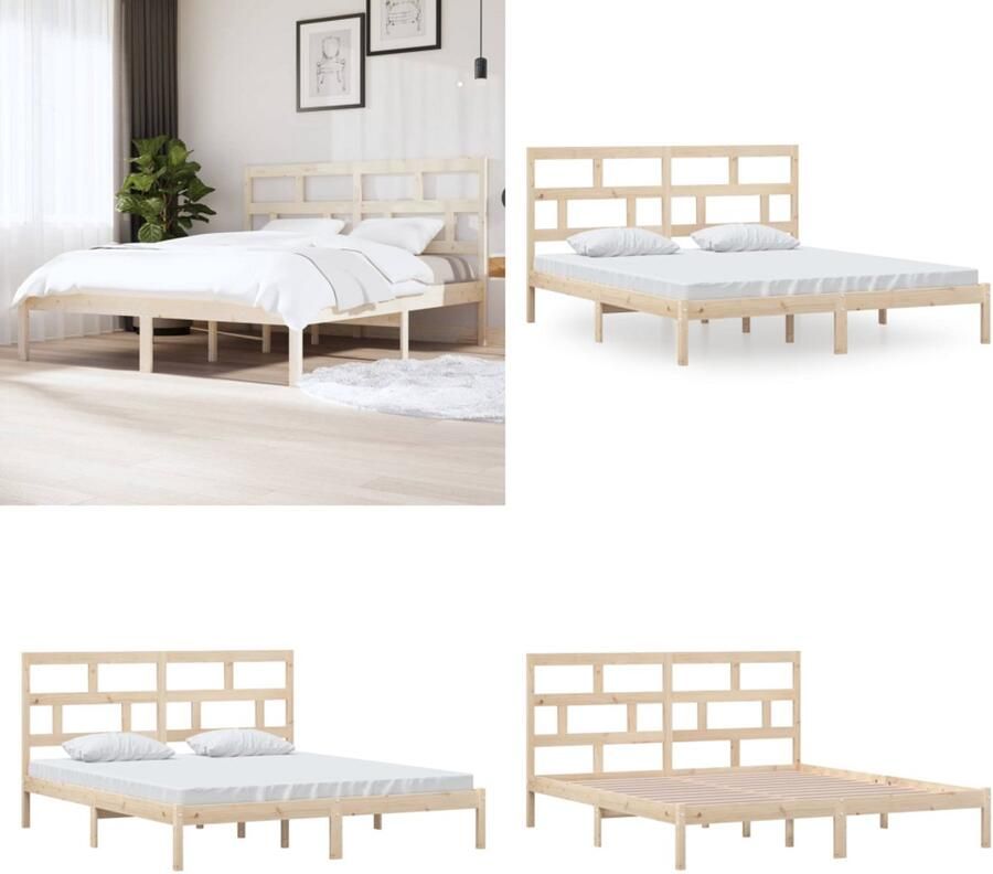 VidaXL Bedframe massief hout 180x200 cm Bedframe Bedframes Bed Bedbodem