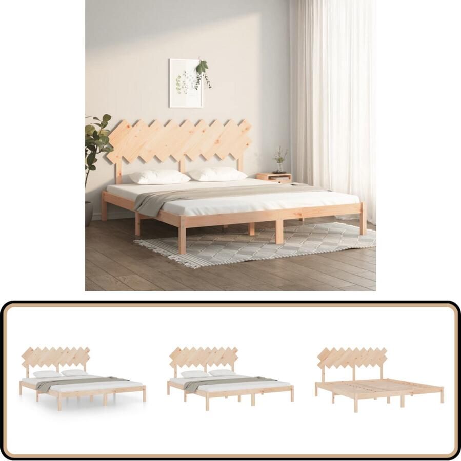 VidaXL Bedframe Massief Hout 180x200 cm Grenenhout Massief Houten Bed Frame Grenenhouten Bed King Size Bed Tweepersoon Bed Modern Bed Frame