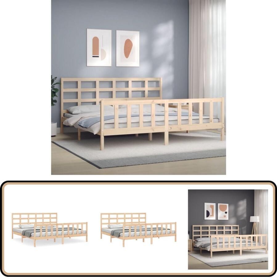 VidaXL Bedframe Massief Hout 180x200 cm Massief Grenenhouten Bed Houten Bed Frame Tweepersoons Bed Hoofd- En Voeteneind Bed Kopen