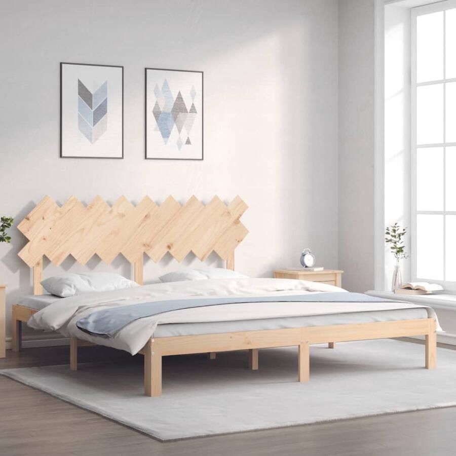 VidaXL Bedframe Massief Hout 180x200 cm Met Hoofdbord Massief Houten Bed Grenenhouten Bed Tweepersoonsbed Bed Frame Hoofdbord Lattenbodem Slaapcomfort - Foto 2