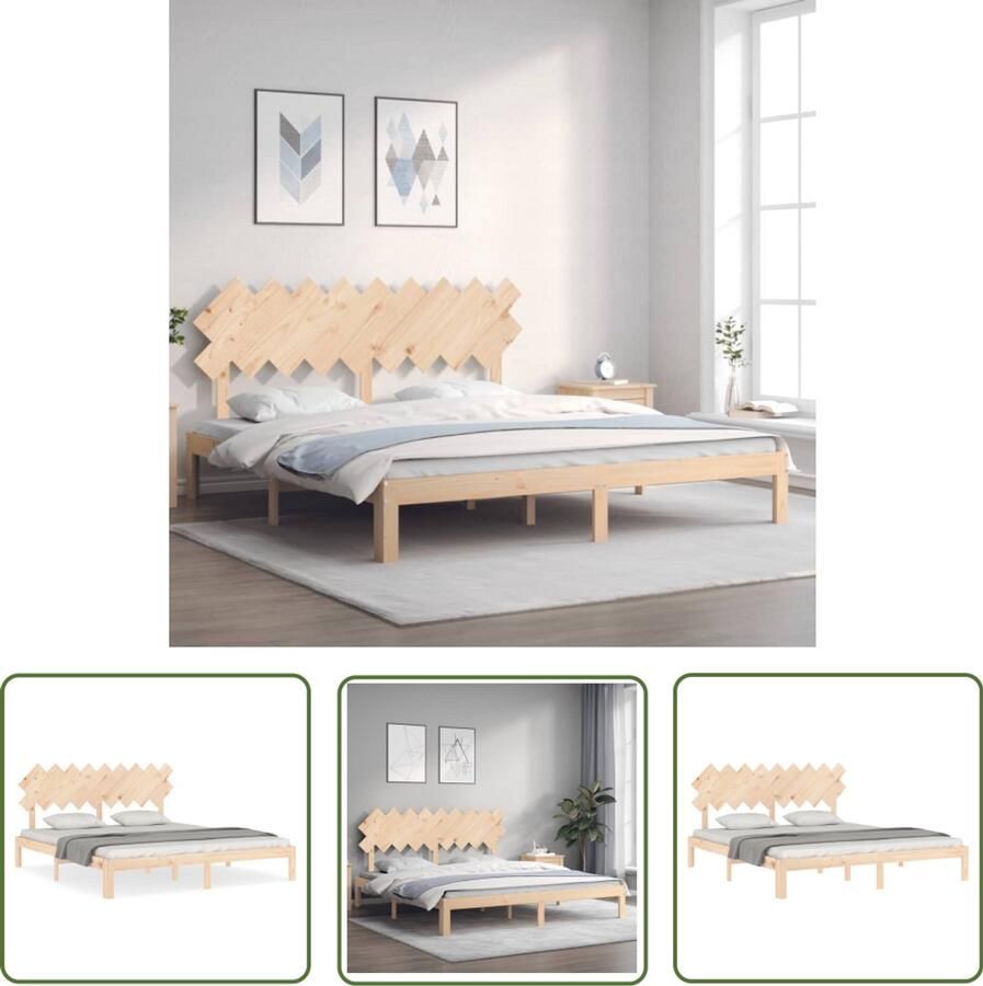 VidaXL Bedframe Massief Hout 180x200 cm Met Hoofdbord Massief Houten Bed Grenenhouten Bed Tweepersoonsbed Bed Frame Hoofdbord Lattenbodem Slaapcomfort
