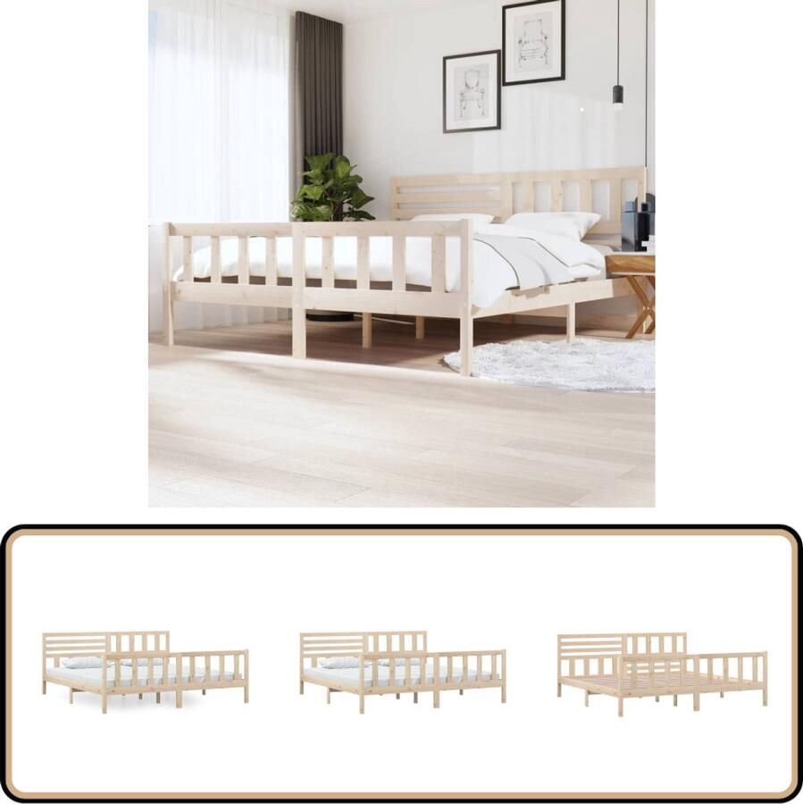 VidaXL Bedframe Massief Hout 200x200 cm Grenenhout Bedframe Grenenhouten Bed Massief Hout Bed Tweepersoons Bed Boxspring Bed Slaapkamer Meubels