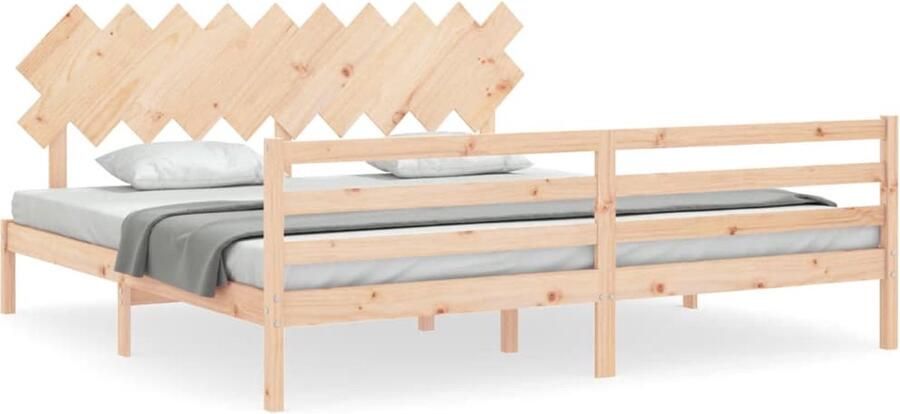 VidaXL Bedframe Massief Hout 200x200 cm Hoofdbord Massief Houten Bed Grenenhouten Bed Houten Bed Frame King Size Bed Boxspring Bed Tweepersoonsbed Bed Kopen - Foto 2