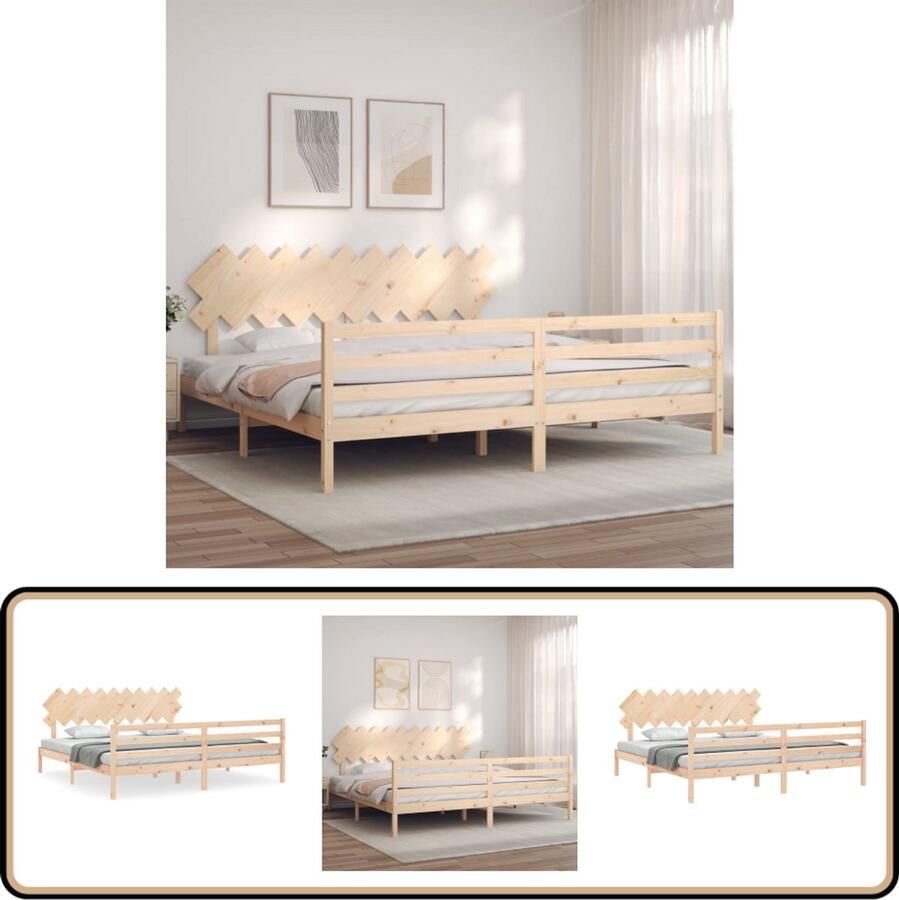 VidaXL Bedframe Massief Hout 200x200 cm Hoofdbord Massief Houten Bed Grenenhouten Bed Houten Bed Frame King Size Bed Boxspring Bed Tweepersoonsbed Bed Kopen