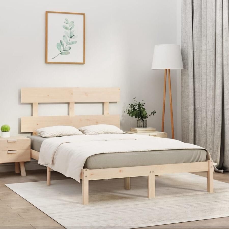 VidaXL Bedframe massief hout 200x200 cm Houten Bedframe Grenenhout Massief Grenenhout Bed 200x200 Hoofdbord Vintage Bed Landelijk Bed Rustic Bed - Foto 2