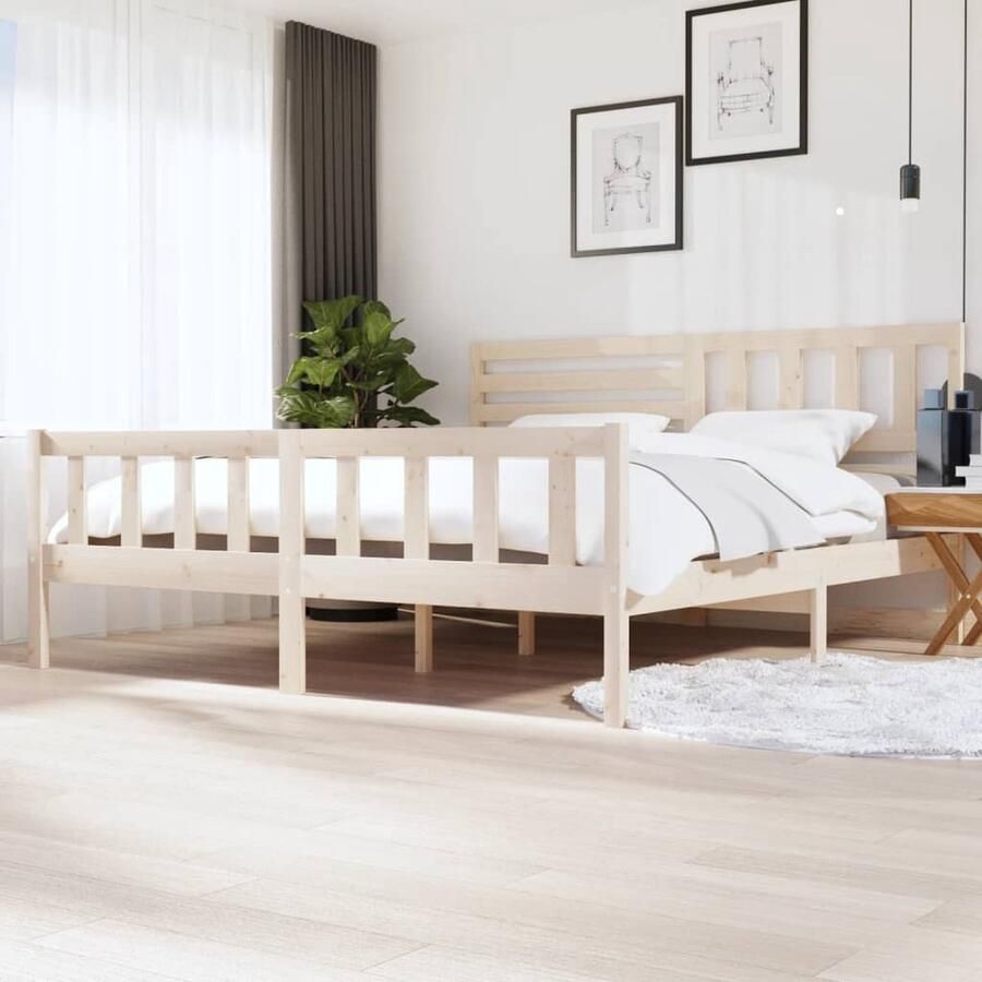 VidaXL Bedframe Massief Hout 200x200 cm Grenenhout Bedframe Grenenhouten Bed Massief Hout Bed Tweepersoons Bed Boxspring Bed Slaapkamer Meubels - Foto 2